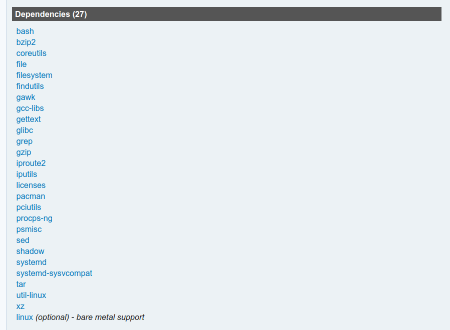 可以看到在轉成 meta package 後 base 的 dependency，kernel 已經變成 optional