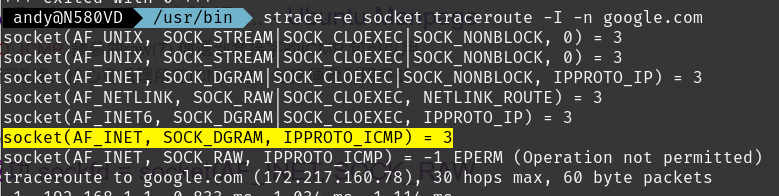 strace traceroute 結果